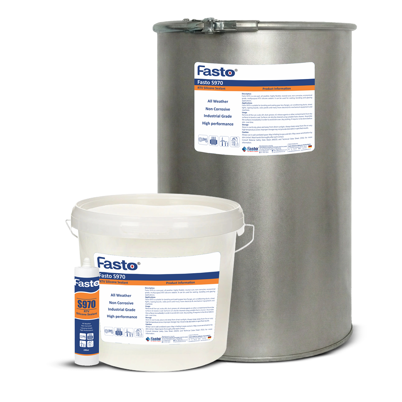 Fasto S970 - Silicone Sealant - Industrial Grade,